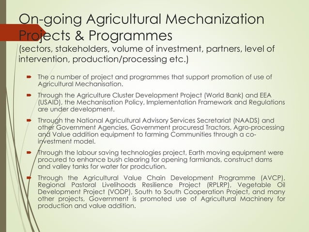 Eng. okanya boniface current situation of agricultural mechanization in ...