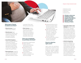 | 92 93 |
| Bogota's Foreign Investment Guide
What types of leaves 	
of absence are there?
•	Maternity leave: 18 paid
weeks around childbirth.
•	Paternity leave: Eight
working-days paid leave. The
Health Provider Entity (EPS) 	
the worker is affiliated 	
to makes this payment.
•	Household emergency:
There is no specific definition
of what this is; however,
common sense dictates that
it is a serious circumstance
affecting the worker's family
circle. No norm regulates the
lenght of this type of leave.
•	Mourning license: Created by
Law 1282 of 2009, it grants the
worker five business days of
paid leave of absence, should
a member of their close
family group passes away.
•	Other licenses: Include
the worker peers' funeral,
performance of official
duties (such as acting as a
trial juror), time off during
an election day and time
off work for union duties.
How can an employee
be justifiably dismissed?
1. Identify the justified reason.
2. Obtain sufficient
evidence demonstrating
the employee's fault.
3. Notify the worker so
that they may present
the evidence required
in their defense.
4. Receive the worker’s
evidence, evaluate it, and
decide accordingly.
5. Should the decision be to
dismiss the worker, deliver
the dismissal letter, clearly
indicating the reason.
6. When the employee's job
falls under the "stability
protection" category, the
employer must request
an authorization from
the work inspector.
7. Terminate the work contract
and pay the applicable
salaries and benefits.
How do collective
rights work?
Labor unions are associations
comprised of a minimum of 25
workers from public or private
companies, grouped together
to defend social, economic,
and professional interests relat-
ed to their work.
They can be:
•	Enterprise unions
•	Industrial unions
•	Craft unions
•	General unions
All labor unions are
entitled to freely
prepare their bylaws,
which should be
filed before the
Ministry of Work.
•	Legal rights of labor union
members: Defined in article
405 of the CST , this gives
certain workers the right to
not be dismissed, be subject
to worse work conditions, or
be transferred to other areas
of the same company or to a
different municipality without
a justified reason previously
accepted by a labor court.
•	Collective bargaining:
A process of negotiation
between the employer and
a labor union. It starts with
a formal petition, previously
approved by the labor union
assembly. A circumstantial
jurisdiction is established
once the bargaining process
starts, meaning that, until
the collective conflict is
resolved, the workers having
 