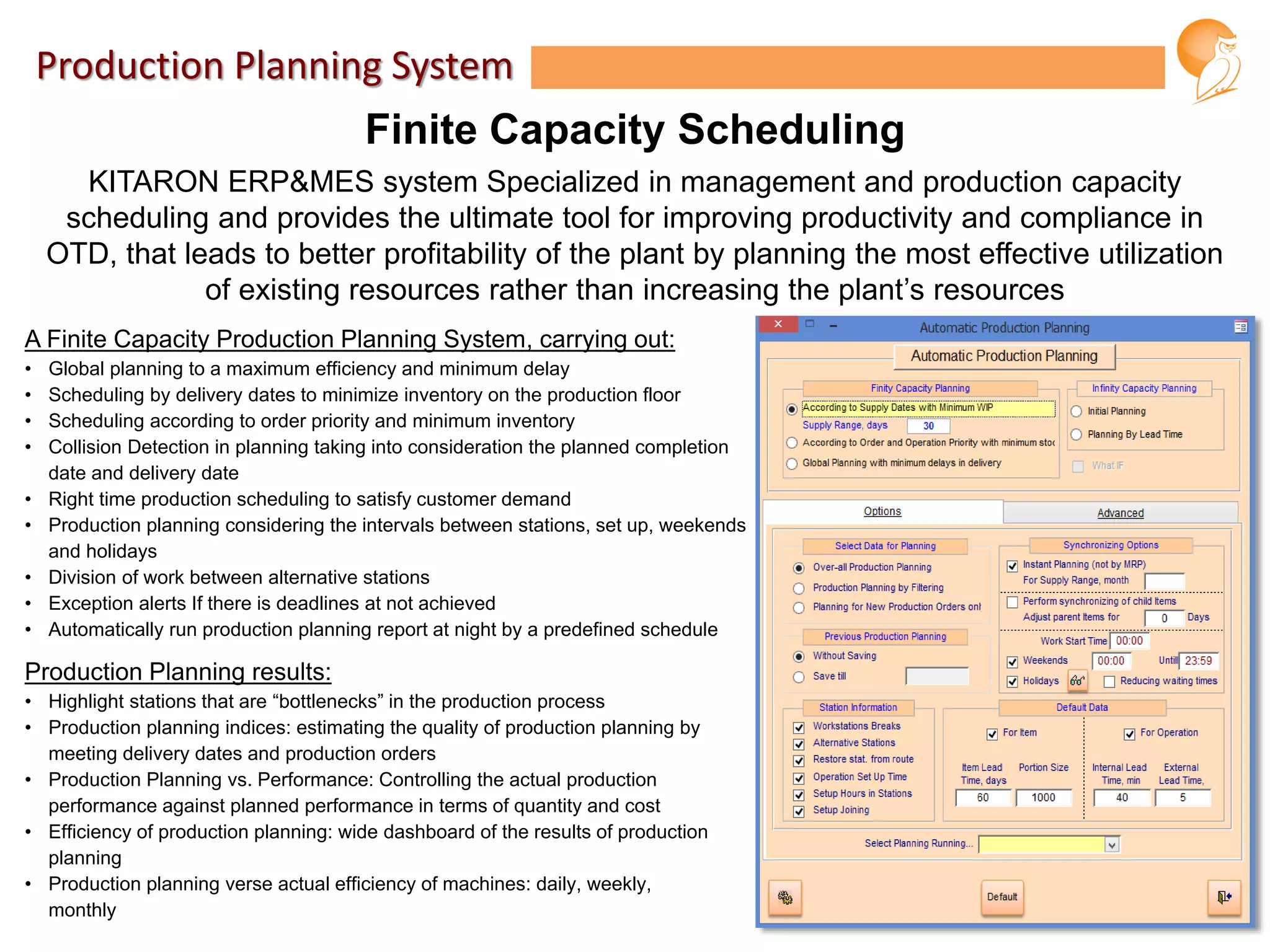 KITARON Finite Capacity Production Planning system | PDF