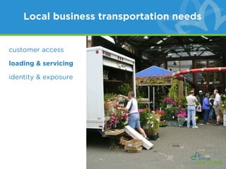 Local business transportation needs


customer access

loading & servicing

identity & exposure
 