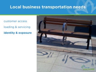 Local business transportation needs


customer access

loading & servicing

identity & exposure
 
