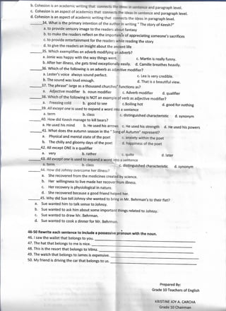 GRADE 10 UNIT TEST ENGLISH 3RD QUARTER | PDF