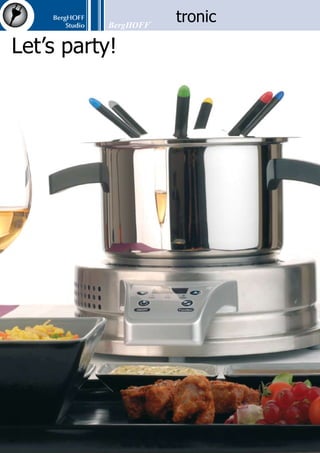 BergHOFF
Studio
185
induction stove
1810003
professional induction stove
1810010
Power rating	 :	 500 - 2000 Watt
connection	 :	 220 ~ 230 V - 50 Hz
Temperature	 :	 temperature in keeping warm: 60 °C - 240 °C/F
10 stages
features	 :	 housing: silver coated plastic with ceramic surface
- control board: clear and convenient - multiple
protection design ensures 100% safety and reli-
ability against over heat, over currents or over
voltage input - easy to clean
included accessories	 :	 instruction manual
model	 :	 BHI_01SS
Power rating	 :	 3000 Watt (10 stages 400 to 3000 Watt)
connection	 :	 220 ~ 240 V/50 Hz - 50 Hz
dimensions	 :	 33 x 39 x 10 cm (13” x 15 1/4” x 4”)
weight	 :	 5.40 kg/lbs
Temperature	 :	 60 °C - 270 °C/F 10 stages
features	 :	 housing: stainless steel - cooking field: ceramic
glass schott - control board: clear and convenient
- multiple protection design ensures 100% safety
and reliability against over heat, over currents or
over voltage input - easy to clean
included accessories	 :	 instruction manual
induction stove
1810027
model	 :	 BHI_01B
Power rating	 :	 2000 W
connection	 :	 220 ~ 240 V/50 Hz -
Temperature	 :	 60 °C - 240 °C
features	 :	 solid ceramic plate with a black synthetic finish
- pan recognition - safety switch - easy to clean
- touch screen keys
included accessories	 :	 instruction manual
model	 :BHI_01B
Power rating	 :2000 W
connection	 :220 ~ 240 V/50 Hz -
Temperature	 :60 °C - 240 °C
features	 :Plug: European standard - synthetic fibre with tita-
nium coloured coating - pan recognition - safety switch - easy to clean - touch screen
keys - Solid ceramic plate with a black synthetic finish - Power: 2000 W - Voltage:
220-240 V/50 Hz - Temperature: 60-240 °C - Maximum amperage: 9 A - With the
control panel, you can easily regulate power, time (0-180 min) and temperature (60-
240 °C) - ‘Touch screen’ keys - LED indication - Time-saving - Takes up little space,
is light and can be carried easily. Ideal for students, on a holiday, on a terrace, while
camping or as an addition to your existing hot plates
included accessories	 :instruction manual
double induction stove
1810119
5 4 1 3 8 2 1 8 1 0 1 1 9
 