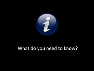 What do you need to know?
 
