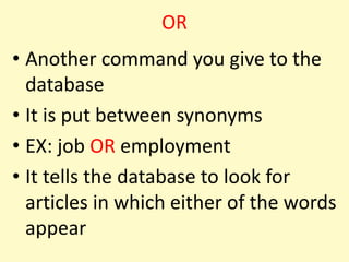 BOTTOM LINEThere are many words in the English language to describe the same/similar conceptWe limited ourselves too much by not incorporating synonyms into the search