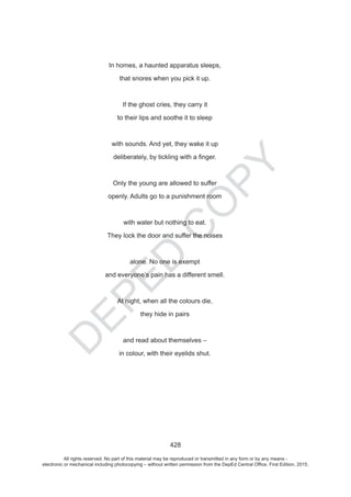 D
EPED
C
O
PY
All rights reserved. No part of this material may be reproduced or transmitted in any form or by any means -
electronic or mechanical including photocopying – without written permission from the DepEd Central Office. First Edition, 2015.
 