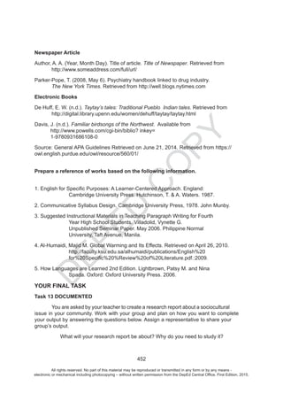 D
EPED
C
O
PY
All rights reserved. No part of this material may be reproduced or transmitted in any form or by any means -
electronic or mechanical including photocopying – without written permission from the DepEd Central Office. First Edition, 2015.
 
