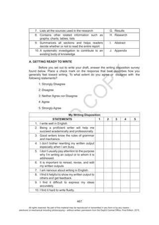 D
EPED
C
O
PY
All rights reserved. No part of this material may be reproduced or transmitted in any form or by any means -
electronic or mechanical including photocopying – without written permission from the DepEd Central Office. First Edition, 2015.
 