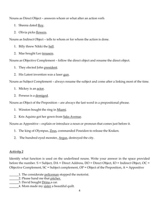 Function of Nouns | PDF