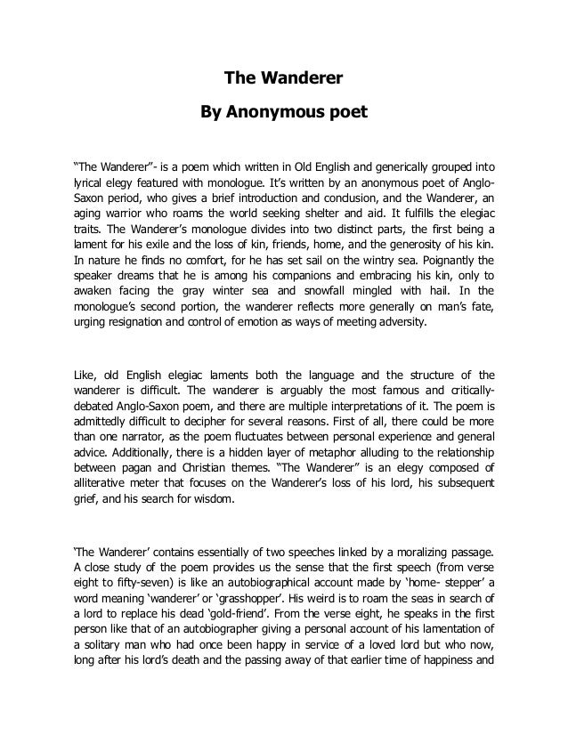 Eng 110 the wanderer