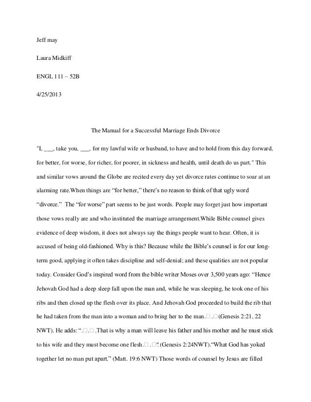 Sociology research paper divorce