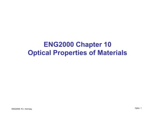 ENG2000: R.I. Hornsey Optic: 1
ENG2000 Chapter 10
Optical Properties of Materials
 