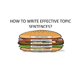HOW TO WRITE EFFECTIVE TOPIC
SENTENCES?
 