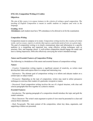 Writing Compoistion Comprehensive Guide to Effective English Composition Writing | DOCX