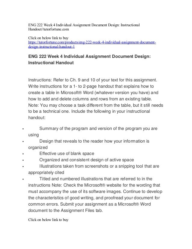 Eng 222 week 4 individual assignment document design