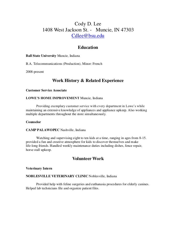 eng 231 resume lowes resume
