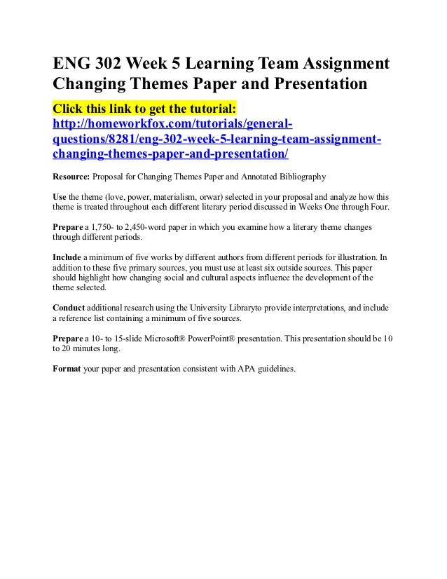Assignment: changing perspective paper