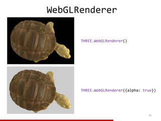 39
THREE.WebGLRenderer({alpha: true})
THREE.WebGLRenderer()
WebGLRenderer
 