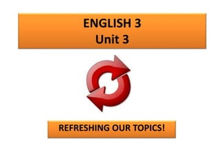 ENGLISH 3
Unit 3
REFRESHING OUR TOPICS!
 