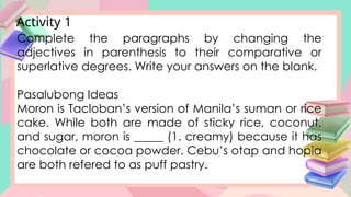 Adjectives and its kinds. Using Adjectives in sentences. Composing ...