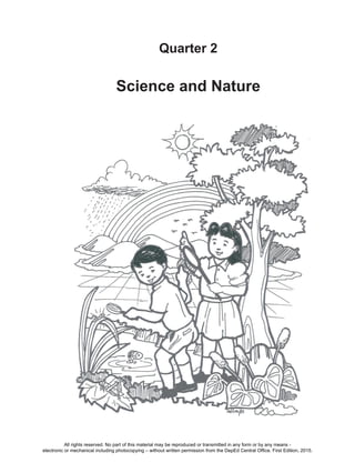 D
EPED
C
O
PY
97
Quarter 2
Science and Nature
All rights reserved. No part of this material may be reproduced or transmitted in any form or by any means -
electronic or mechanical including photocopying – without written permission from the DepEd Central Office. First Edition, 2015.
 