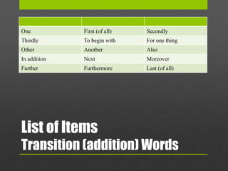 Next Moreover Eng 52 transitions and patterns of organization | PPTX
