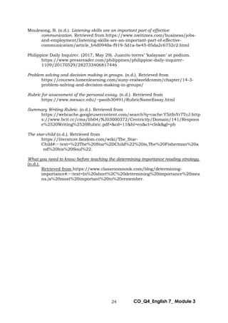 ENG7-Q4-MOD3. determine the worth of ideas mentioned in the text ...