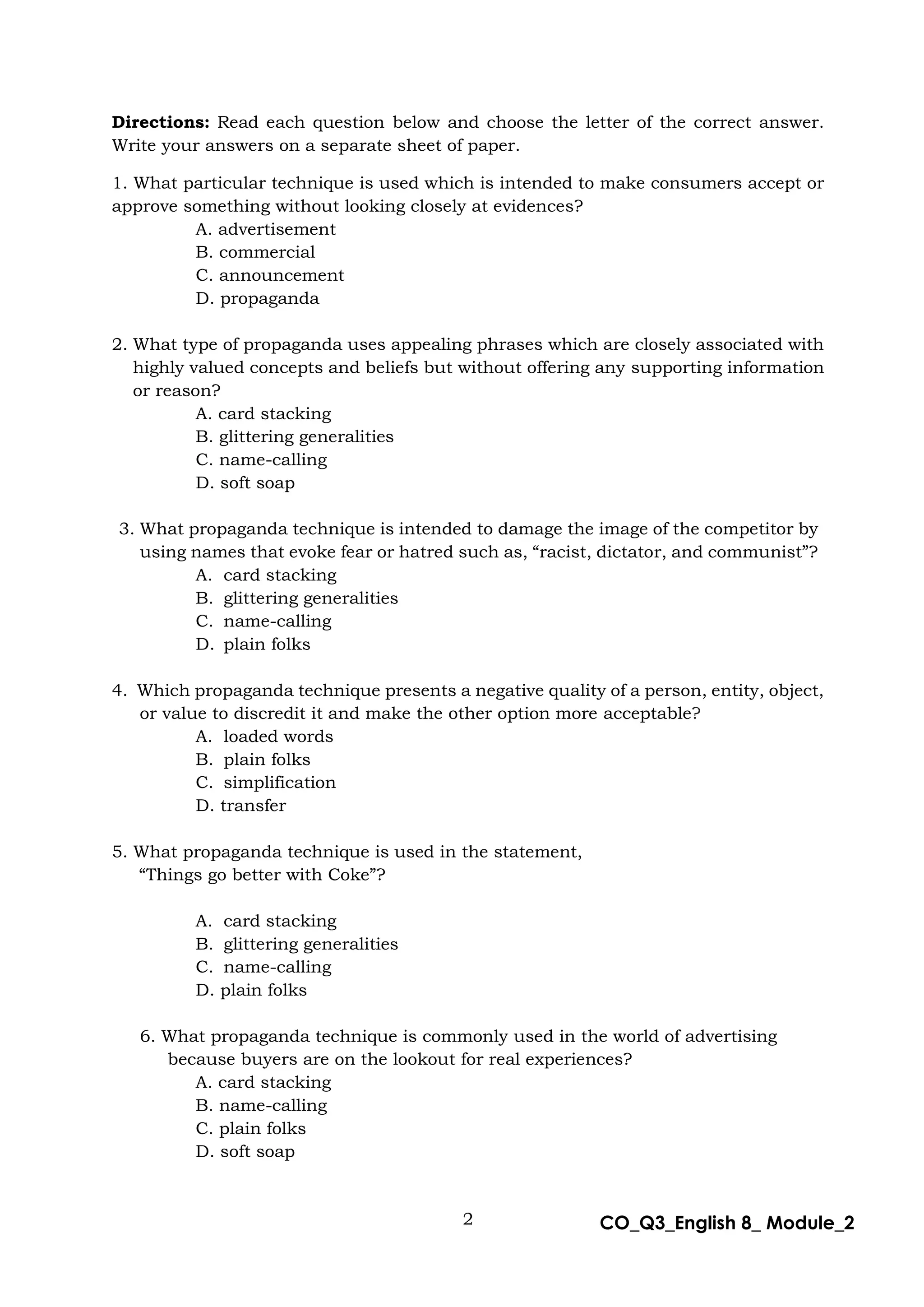 English 8 Module ENG8-Q3-MODULE2.pdf learning module for English 8 | PDF