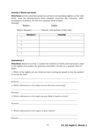 ENG8-Q3-MODULE2.pdf learning module for English 8 | PDF