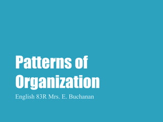 Patterns of 
Organization 
English 83R Mrs. E. Buchanan 
 