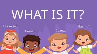 WHAT IS IT?
May i...?
I can...
I have to...
I must...
 