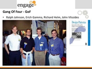 • Ralph Johnson, Erich Gamma, Richard Helm, John Vlissides
Gang Of Four - GoF
 