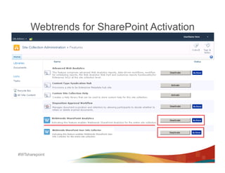 Webtrends for SharePoint Activation




#WTsharepoint
 