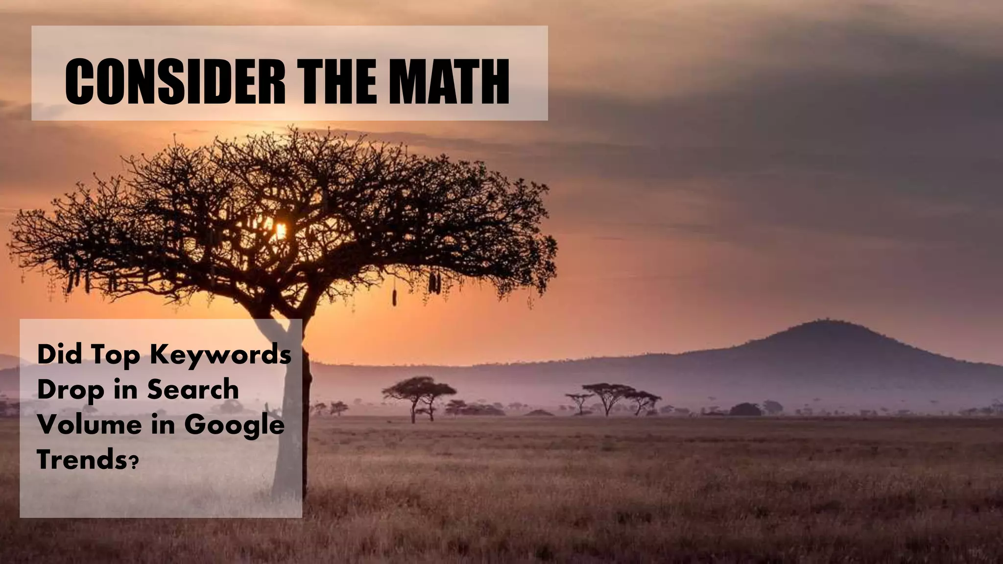 CONSIDER THE MATH
Did Top Keywords
Drop in Search
Volume in Google
Trends?
 