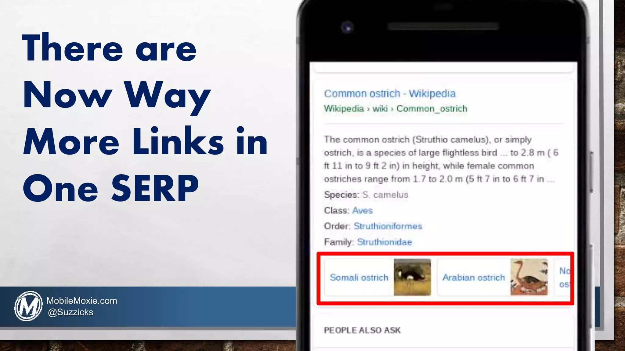 There are
Now Way
More Links in
One SERP
MobileMoxie.com
@Suzzicks
 