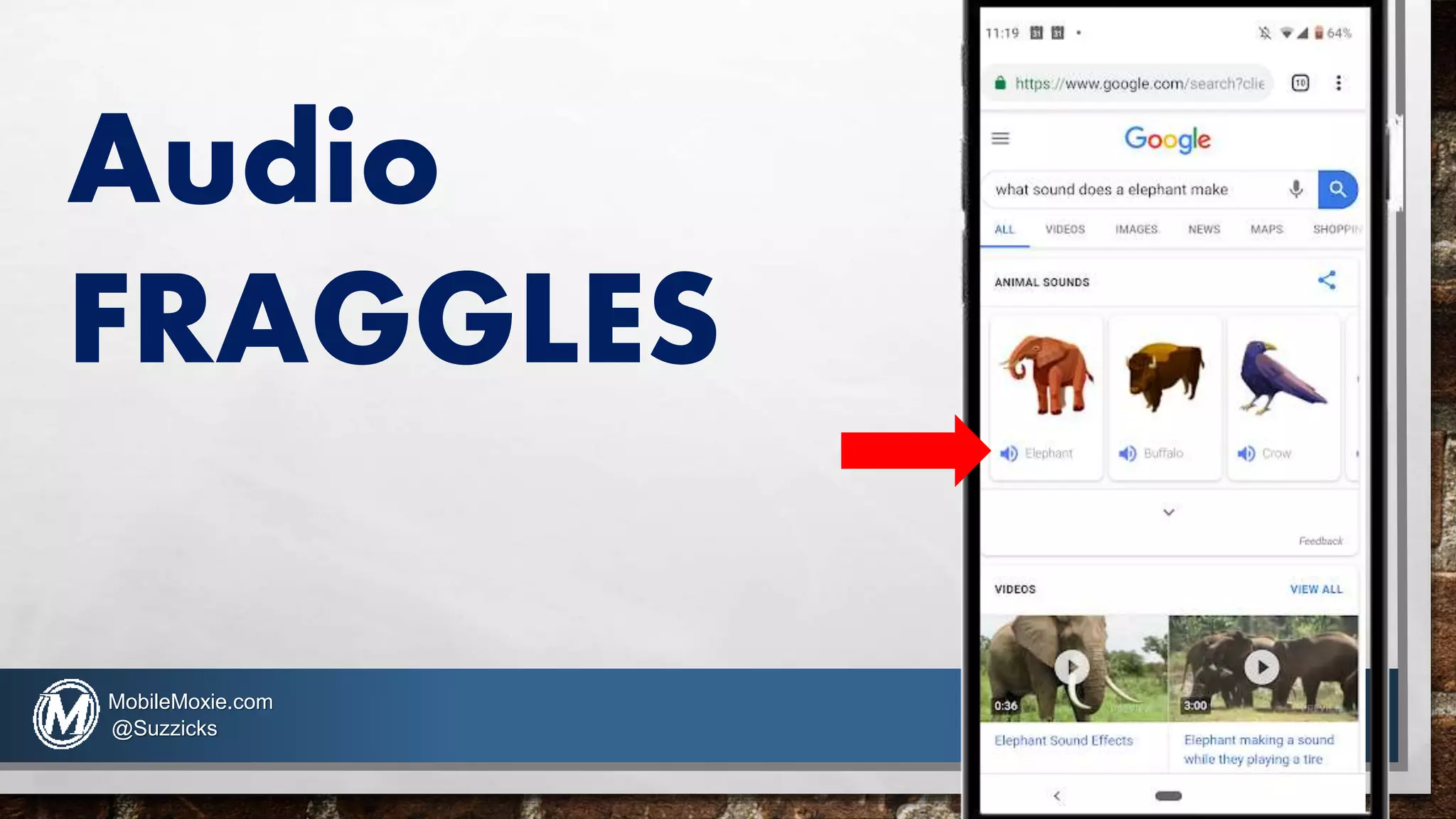 Audio
FRAGGLES
MobileMoxie.com
@Suzzicks
 