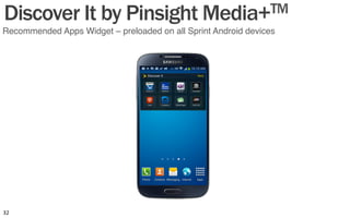 Recommended Apps Widget – preloaded on all Sprint Android devices "
Discover It by Pinsight Media+TM
32	
  
 