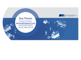 Guy Timson
Business Director
gtimson@engage121.com
+44 (0)1306 646791
+44 (0) 7885 025755
Social Solutions