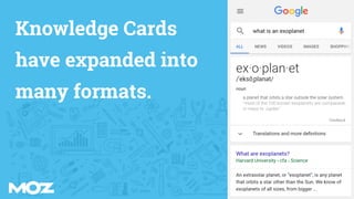 Knowledge Cards
have expanded into
many formats.
 