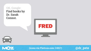 @dr_pete(icons via FlatIcon.com ©2017)
OK, Google:
Find books by
Dr. Sarah
Connor.
 