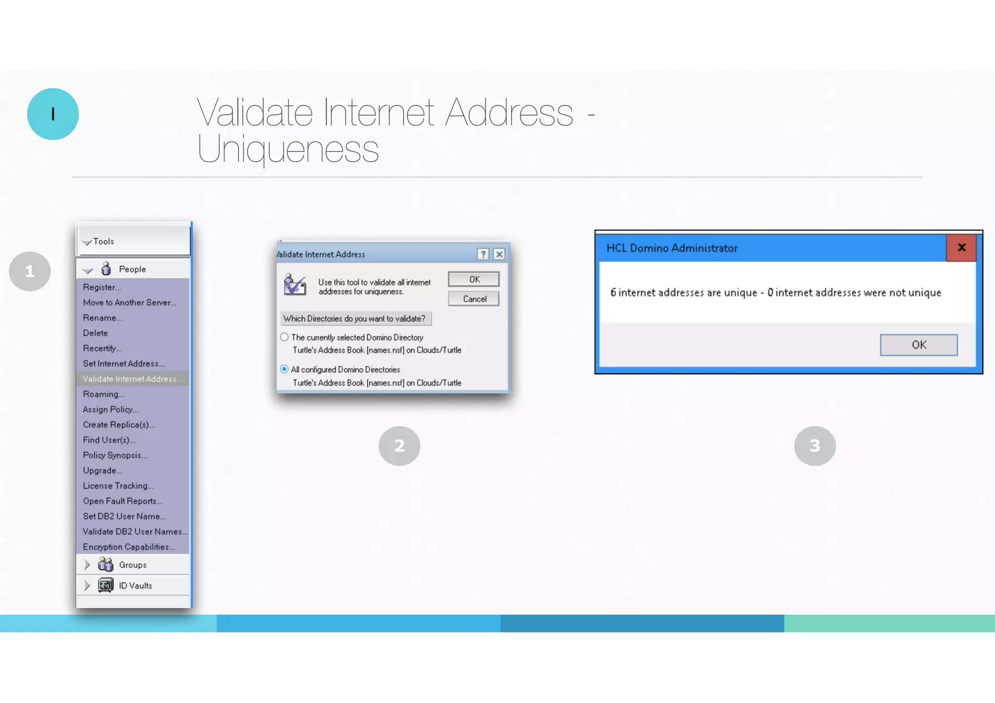 Validate Internet Address -
Uniqueness
1
2 3
1
 