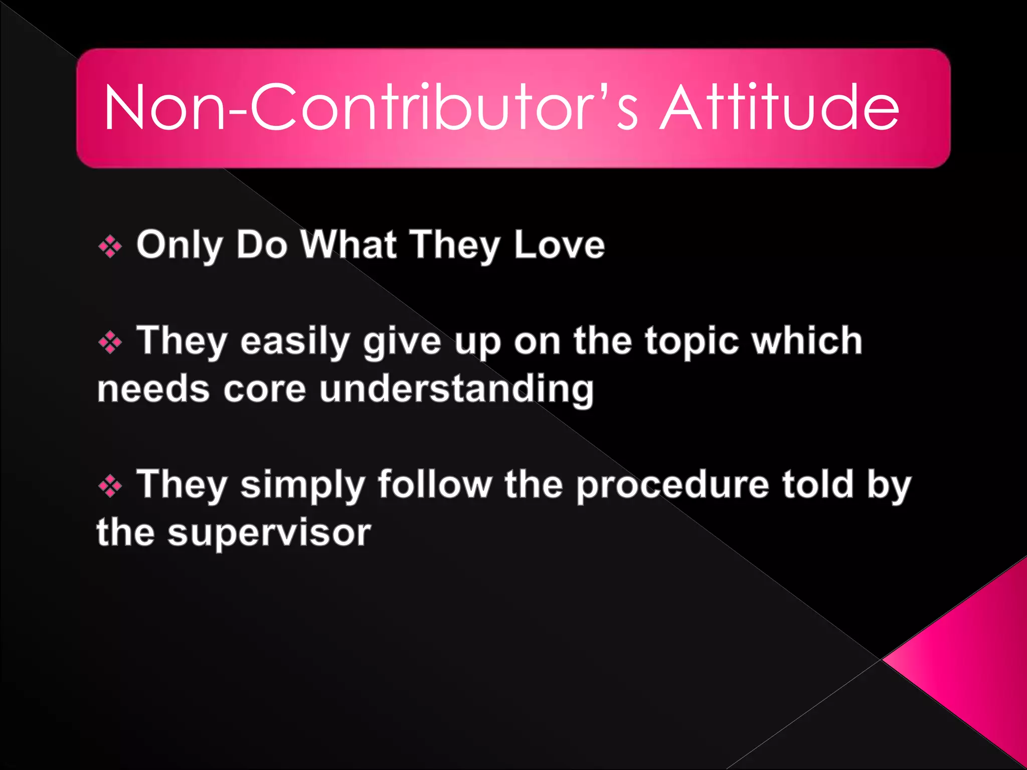 Non-Contributor’s Attitude
 