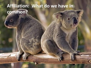 Affiliation: What do we have in common?  