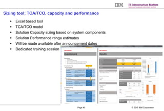 © 2015 IBM CorporationPage 40
Sizing tool: TCA/TCO, capacity and performance
 Excel based tool
 TCA/TCO model
 Solution...