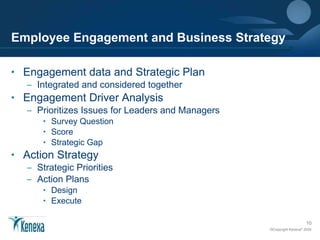 Employee Engagement and Business Strategy <ul><li>Engagement data and Strategic Plan </li></ul><ul><ul><li>Integrated and ...