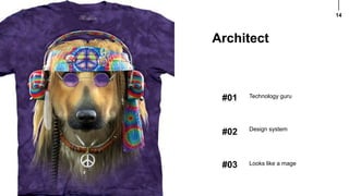 14
#01 Technology guru
#02 Design system
#03 Looks like a mage
Architect
 