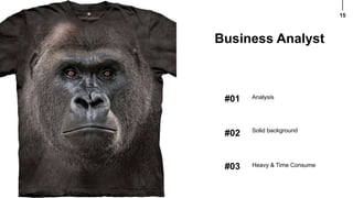 15
#01 Analysis
#02 Solid background
#03 Heavy & Time Consume
Business Analyst
 