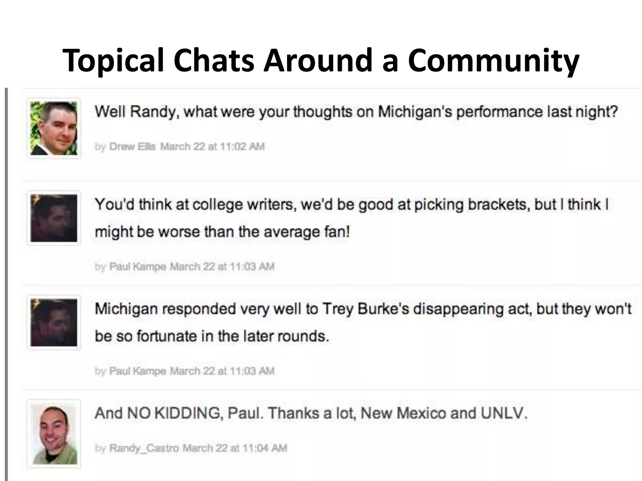 Topical Chats Around a Community
 