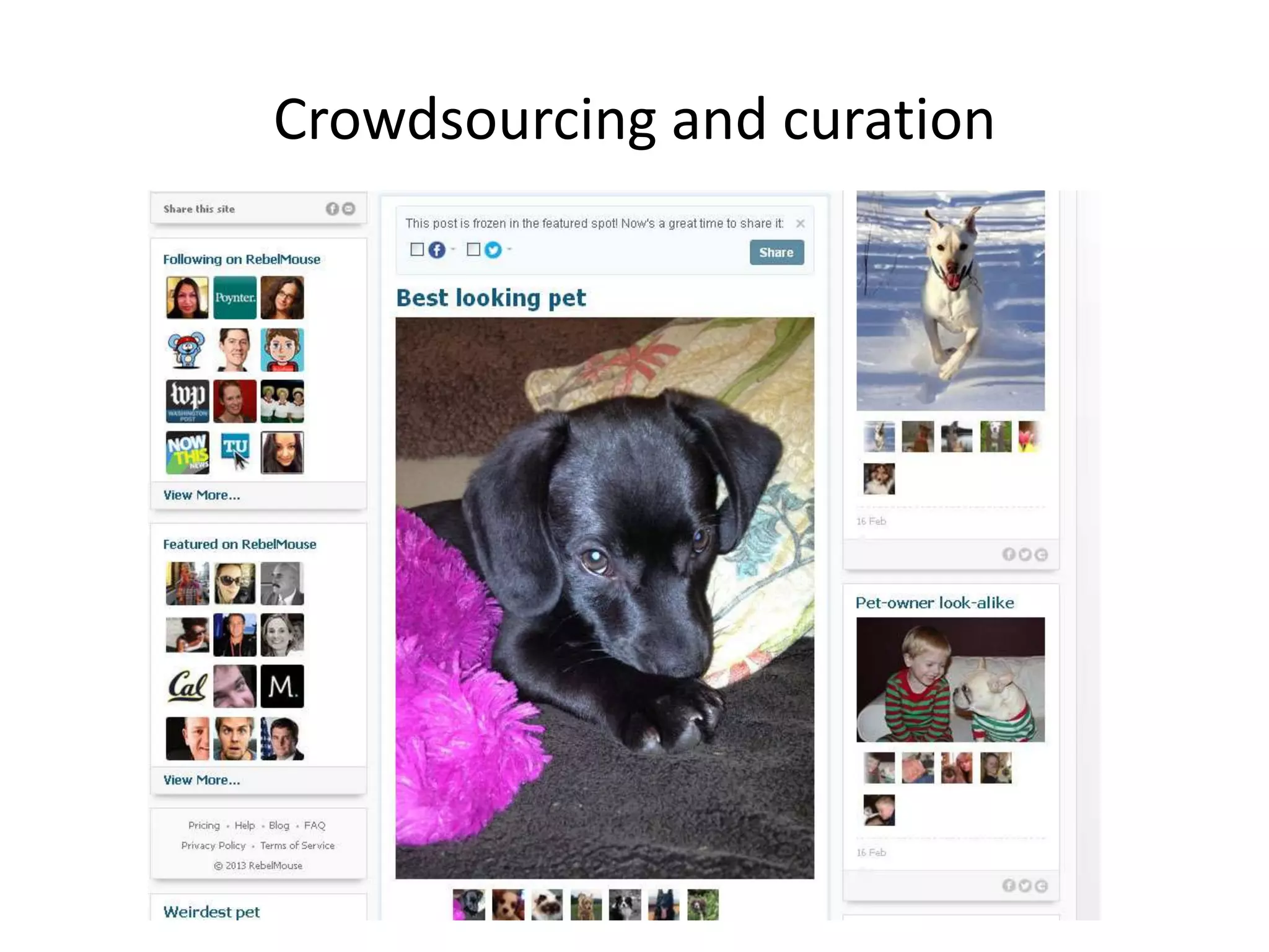 Crowdsourcing and curation
 