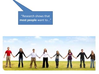 “Research shows that
most people want to...”
 